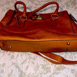 Camel colored satchel purse